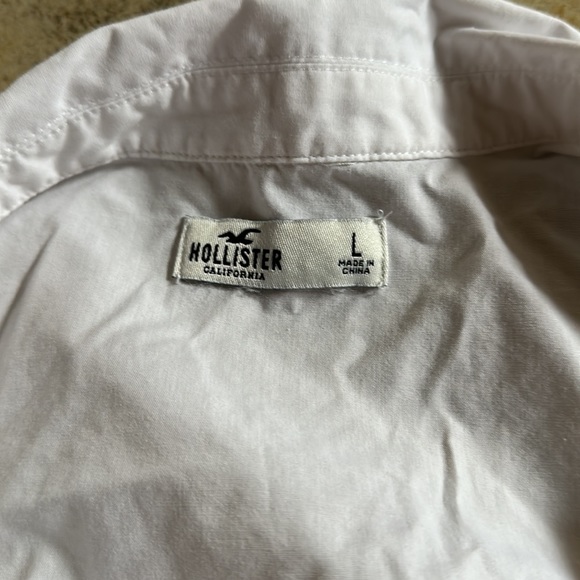 Hollister, White long sleeve, button up cropped shirt. Size L, - Picture 2 of 2